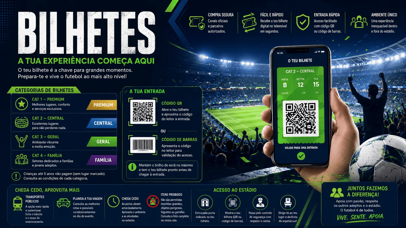 Bilhete digital do Campeonato do Mundo 2026 com código QR e orientações para o torcedor